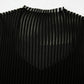 Black Ribbed Texture Mesh Cutout Knitted Sweater Vest
