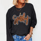 Black Spooky Rhinestone Drop Shoulder Graphic Sweatshirt