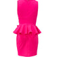 Rose Detail Ruffle Hem V Neck Bodycon Dress