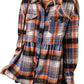 Multicolor Plaid Button Down Ruffled Shirt Jacket