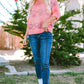 Rose Colorful Stripes 3/4 Sleeve Loose Sweater
