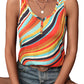 Multicolour Wavy Striped Buttoned V Neck Tank Top