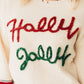 Beige Tinsel Holly Jolly Graphic Classic Sweater