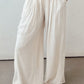 White Casual Tie Waist Pleated Wide Leg Pants