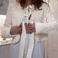 Sequin Open Front Long Sleeve Casual Tied Detail Cardigan