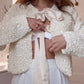 Sequin Open Front Long Sleeve Casual Tied Detail Cardigan