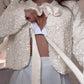 Sequin Open Front Long Sleeve Casual Tied Detail Cardigan