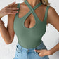 Criss Cross Asymmetrical Neck Bodysuit
