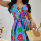 Floral Print Spaghetti Strap Shireed Maxi Dress Casual A Line Waist Flared Dress