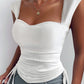 Lace Trim Drawstring Ribbed Tank Top