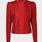 Sparkly Sequin Open Front Puff Sleeve Blazer Coat
