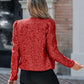 Sparkly Sequin Open Front Puff Sleeve Blazer Coat