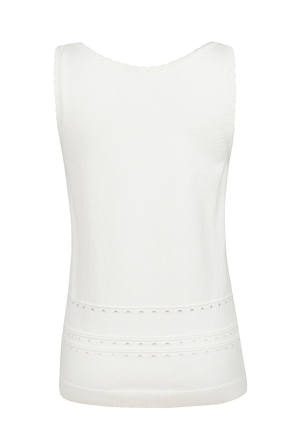 White U Neck Eyelet Accent Sweater Vest
