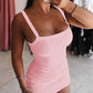 2PCS Bandeau Spaghetti Strap Sleeveless Bodycon Dress Sexy Slim Fit Mini Dress