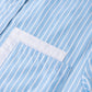 Sky Blue Stripe Contrast Patch Pocket Cuffed Sleeve Casual Shirt