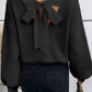 Black Lantern Sleeve V Neck Knot Back Sweater