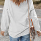 White MAMA Bowknot Embroidered Ribbed Pullover Sweatshirt
