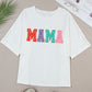 White MAMA Chenille Patched Crew Neck T Shirt