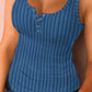 U Neck Snap Button Ribbed Tank Top