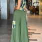 2 Pieces Outfit Ombre Print V Neck Sleeveless Vest and Casual High Waist Wide Leg Pants with Cargo Pockets