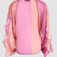 V Neck Shoulder Asymmetrical Ruffles Blouse Casual Button Front Long Sleeve Top