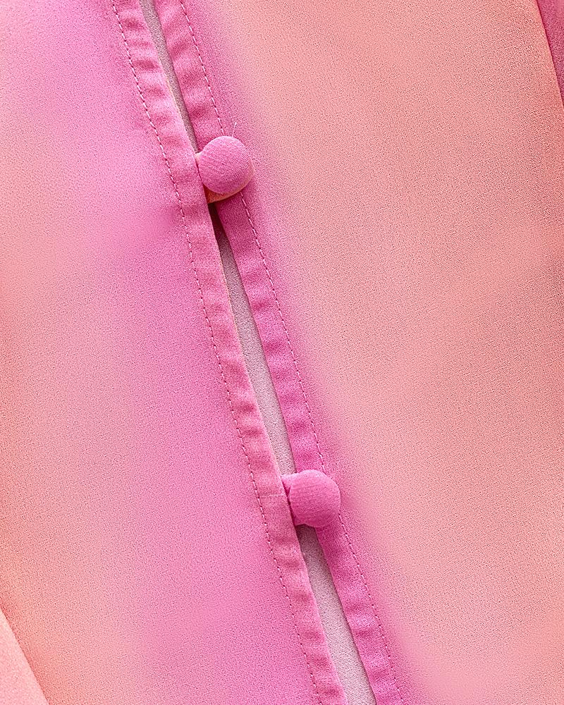 V Neck Shoulder Asymmetrical Ruffles Blouse Casual Button Front Long Sleeve Top