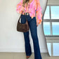 V Neck Shoulder Asymmetrical Ruffles Blouse Casual Button Front Long Sleeve Top