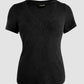 V Neck Short Sleeve Ribbed T Shirt Casual Slim Fit Top