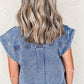 Ashleigh Blue Acid Wash Elastic Hem Button Up Denim Vest