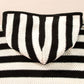 White Stripe V Neck Pocketed Drawstring Hooded Sweater