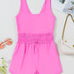 Sachet Pink Plain Sleeveless Loop Drawstring Cinched Waist Romper