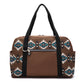 Coffee Western Aztec Print PU Leather Large Travel Duffel Bag