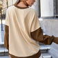 Apricot Color Block Thumbhole Sleeve Drop Shoulder Sweatshirt