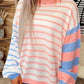 Pale Chestnut Colorblock Striped Drop Shoulder Cozy Sweater