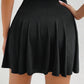 Black A-line Draped High Waist Phone Pocket Lined Skort