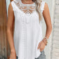 Contrast Lace V Neck Sleeveless Thick Strap Hollow out Knit Tank Casual Top