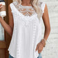 Contrast Lace V Neck Sleeveless Thick Strap Hollow out Knit Tank Casual Top