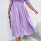 Wisteria Swiss Dot Smocked Frilled Neckline Short Sleeve Plus Size Dress