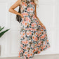 Black Boho Floral Print Knotted Halter Ruffled Maxi Dress