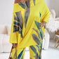 2 Pieces Outfit Abstract Print Cold Shoulder Batwing Sleeve Top and Casual Wide Leg Pants Set