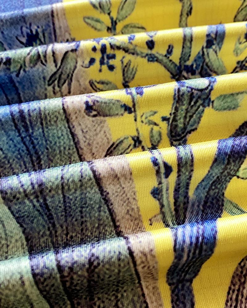 2 Pieces Outfit Abstract Print Cold Shoulder Batwing Sleeve Top and Casual Wide Leg Pants Set