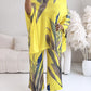 2 Pieces Outfit Abstract Print Cold Shoulder Batwing Sleeve Top and Casual Wide Leg Pants Set