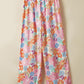 Pink Floral Smocked Waist Loose Pants