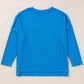 Blue Ribbed Exposed Seam Knit V Neck Long Sleeve Top
