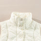 Beige Quilted High Neck Button Up Pocket Vest Coat
