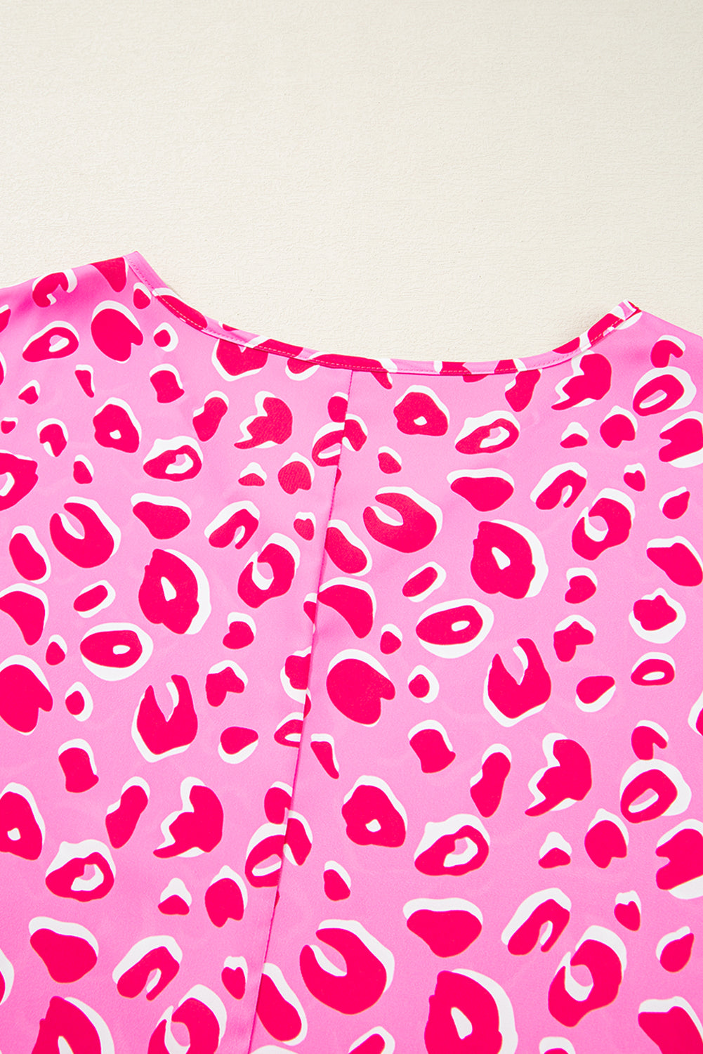 Pink Leopard V Neck Loose Short Sleeve Top