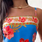 Floral Print Bandeau Spaghetti Strap Tank Casual Back Tied Detail Asymmetrical Hem Top