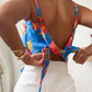Floral Print Bandeau Spaghetti Strap Tank Casual Back Tied Detail Asymmetrical Hem Top