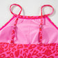 Rose Leopard Drawstring Side Tankini 2pcs Swimsuit