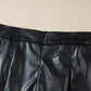 Black PU Leather Side Slits Slim Fit High Waist Mini Skirt